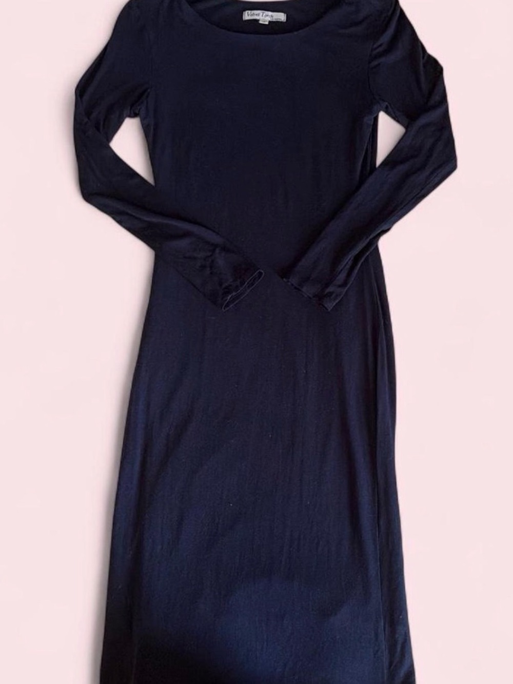 Velvet Torch Navy Long-Sleeve Maxi Dress